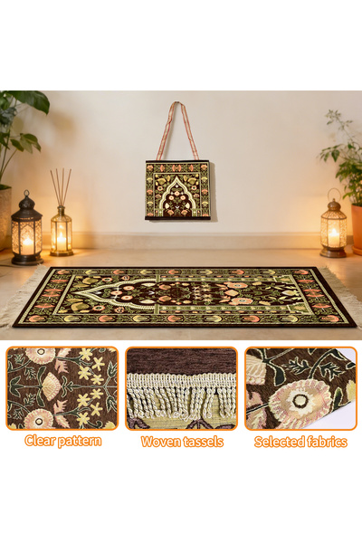 Generic Ramadan Decor, Brown Soft Adult Prayer Rug - Portable Worship Mat for...