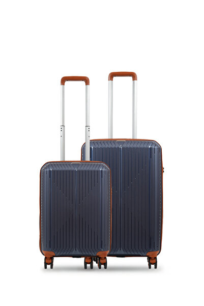 GROUND Sirius Gar 2'li Valiz Seti Orta-Kabin - Denim Taba - 10728