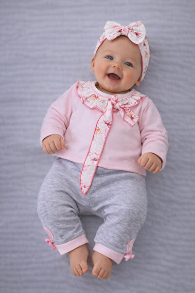 Tomuycuk 100% Cotton 3-Piece Pink Baby Girl/Child Set - Bandana & Long Bottom...