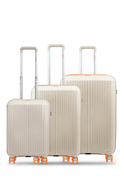 GROUND Sirius 3’lü Valiz Seti Kaykay Tekerlekli – Kemik - 10728