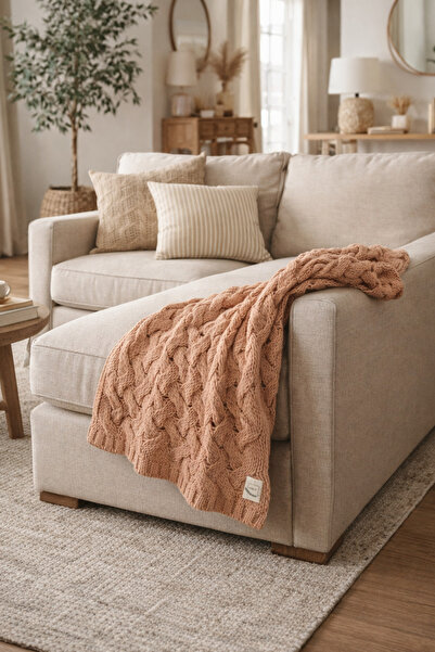 Miespiga Serenita плетена трикотажна ковдра для дивана Throw Koltuk Şalı