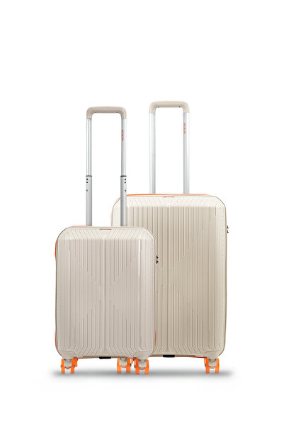 GROUND Sirius 2'li Valiz Seti Orta-Kabin - Kaykay Tekerlekli – Kemik - 10728