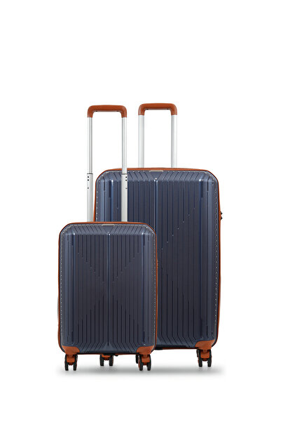 GROUND Sirius Gar 2'li Valiz Seti Büyük-Kabin - Denim Taba - 10728