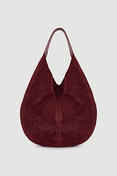Gusto Suede Shopping Bag with Puppies - Burgundy