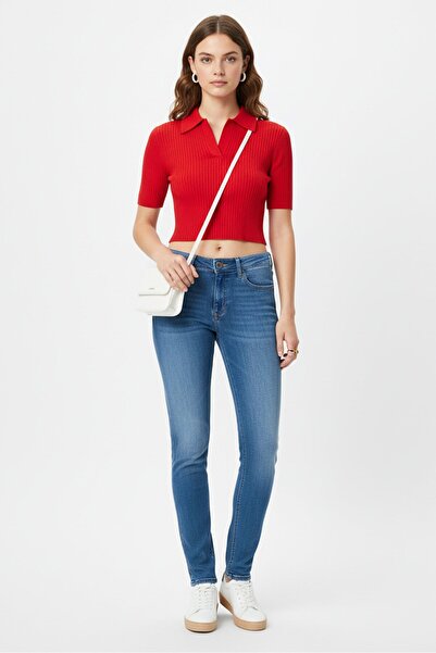 Replay Women Skinny Fit Washed Stretchable Denim Jeans, Blue