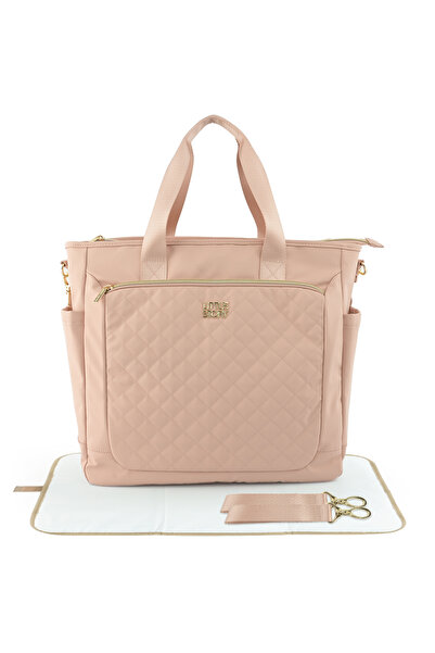 Little Story Quilted Mommy Diaper Bag w/ Changing Mat - Pink