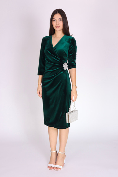 Ella Collection Rochie FELICIA din catifea cu accesoriu in talie