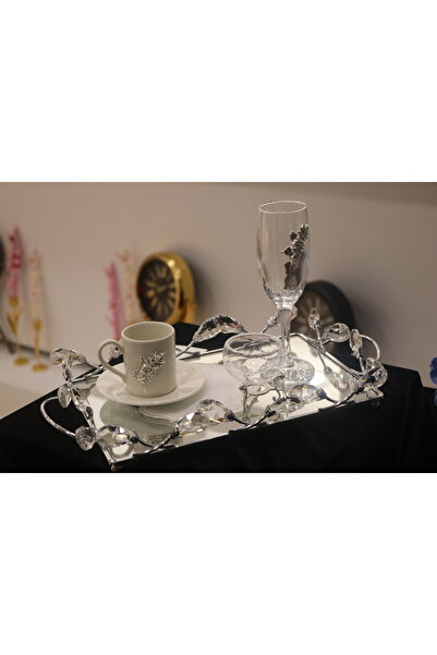 MİMSEGÜN DEKOR 2-Piece Silver Grape Figured Coffee Cup Set