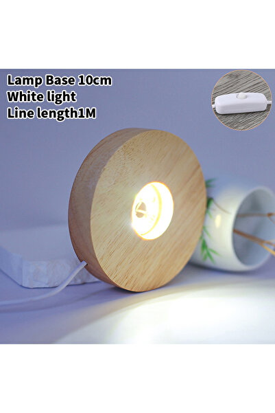 Choice مصباح LED خشبي قابل لإعادة الشحن، بقاعدة خشبية، وإضاءة بيضاء بطول 10 س...