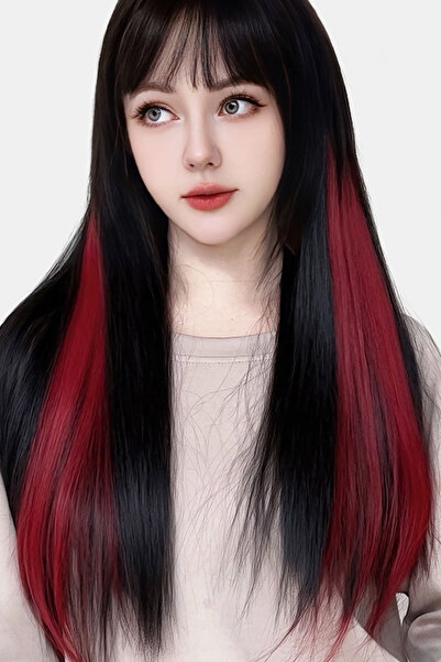 TAKIŞTIR قطعة شعر نسائية باللون العنابي بطول 50 سم