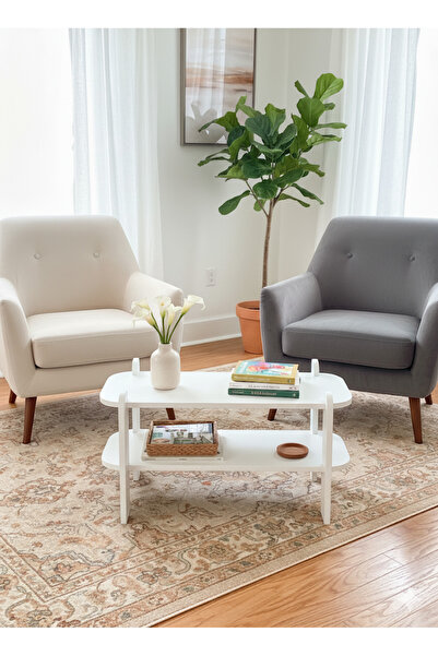 NORDVİA Şık ve Kullanışlı Beyaz Düz Salon Sehpası 80*30*47