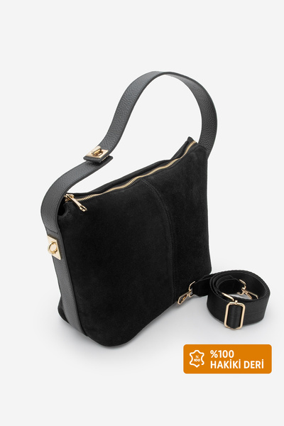 Marjin Geantă de mână și de umăr pentru femei, din piele naturală, cu fermoar...