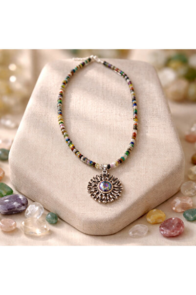 Agatella Tasarım 925 Ayar Gümüş Doğal Mistik Topaz Taşlı Kolye Ucu – El Yapım...