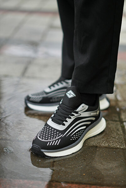 SOLAZER Erkek Siyah Gri Sneaker Günlük Spor Ayakkabı 33