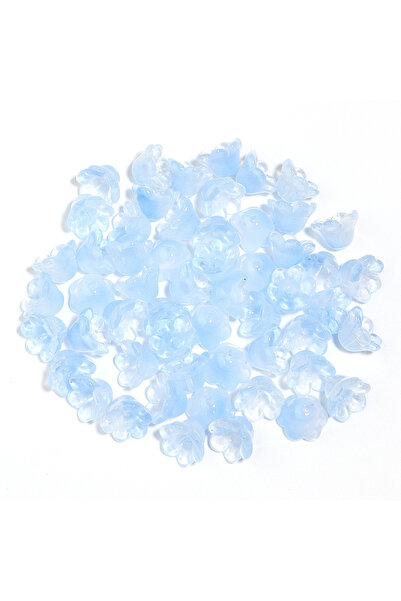 Choice 50 خرزة زجاجية زرقاء ملونة على شكل زهرة زنبق الوادي، مقاس 12 × 7.5 مم،...