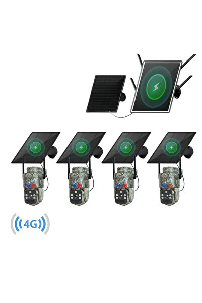 Taggo Sistem de supraveghere cu 4 camere, panou solar 4G + router cu panou so...