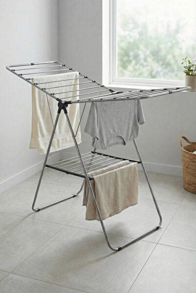 Digithome Katlanabilir Çamaşır Kurutma Askısı Çamaşırlık - Gri C1-1-248