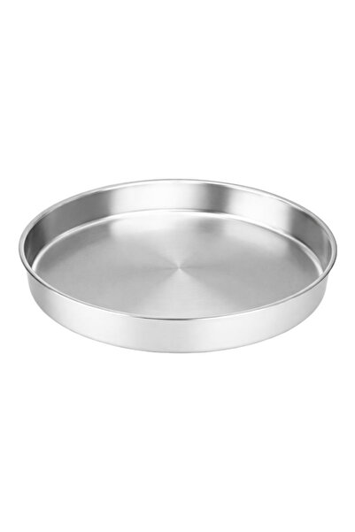ÖZBİR Paslanmaz Çelik Büyük Boy Yuvarlak Fırın Yemek Ve Börek Tepsisi 40x6 Cm