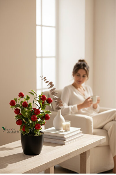 YAPAY ÇİÇEKÇİNİZ شجرة كرز صناعية في وعاء أسود