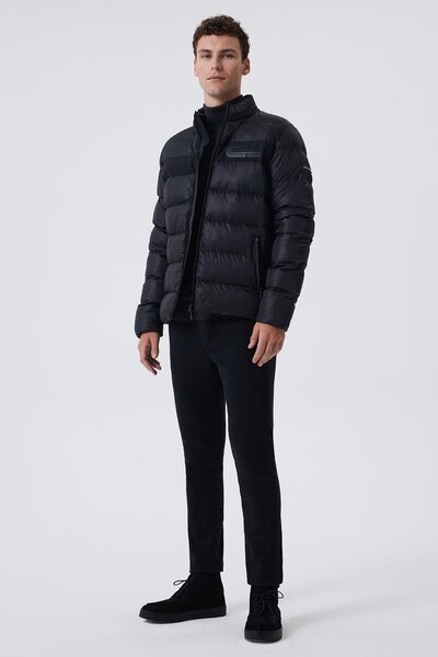 Lee Cooper سترة رجالية منفوخة باللون الأسود