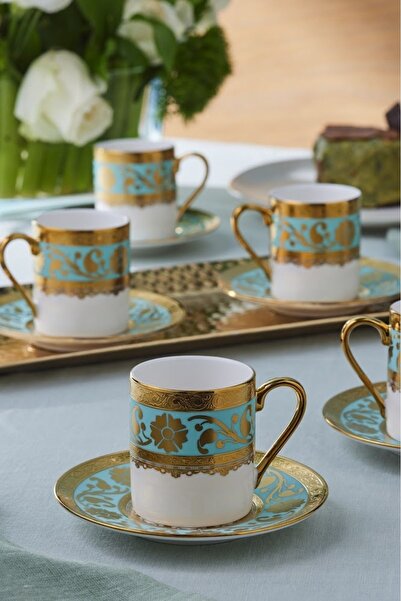 Karaca Σετ 6 φλιτζανιών καφέ Gülfem, μπλε, 90 ml