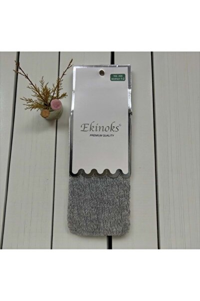 Ekinoks جوارب طويلة للفتيات من القطن بدون خياطة منقوشة باللون الرمادي