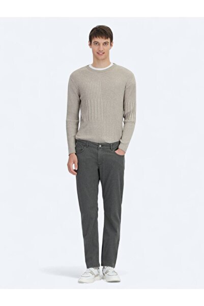 Kip Khaki Woven Regular Fit Casual Cotton Blended Pants