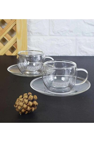 AROW Keyif Çift Cidarlı 2 Li Cam Kahve Seti TR-1692