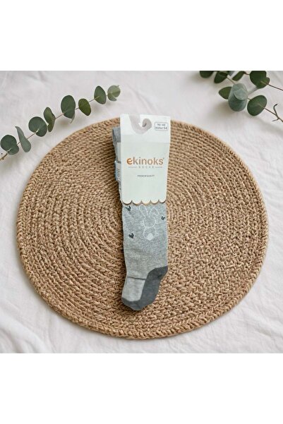 Ekinoks Rabbit Seamless Cotton Girls' Tights Gray