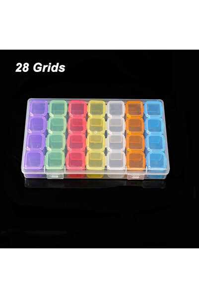 Choice 28 Grids-Mixed color 1pc 28 Grids Plastic Storage Box Adjustable Compa...