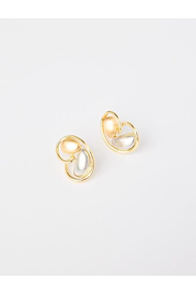 Jimmy Key أقراط فضية اللون بتصميم غير متماثل مع تفاصيل من المينا