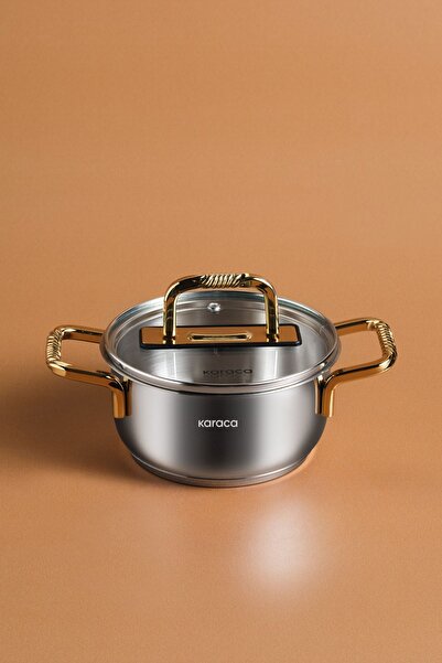 Karaca Χρυσή Ατσάλινη Κατσαρόλα 14 εκ. - Βάση Επαγωγής Maçka