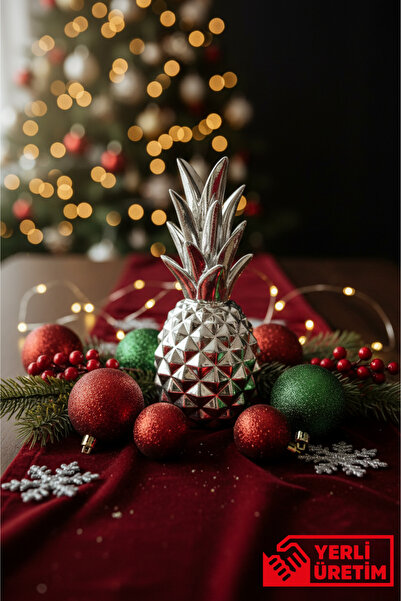 GUGGA Krom Kaplamalı Ananas Dekoratif Biblo - 28 cm