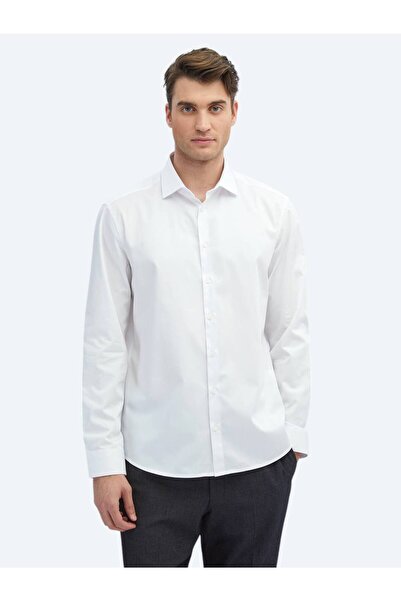 Kip Біла пряма класична сорочка з 100% бавовни