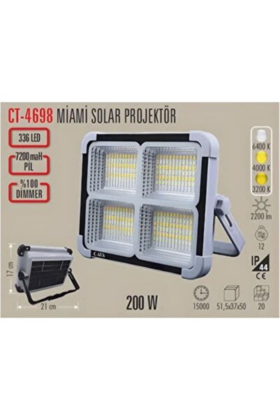 Cata CT-4698 200W Solar Led Projektör Taşınabilir