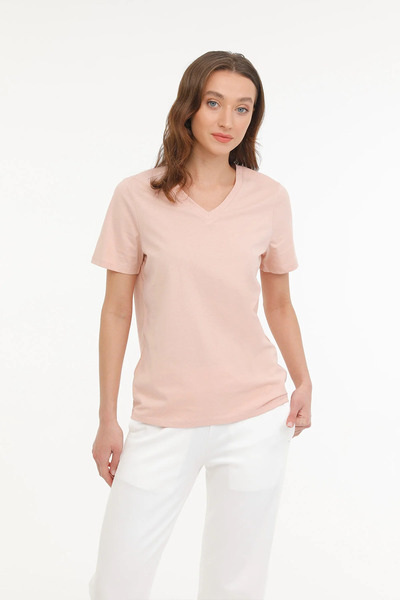 Kinetix تي شيرت WB V NECK 11SN227 4FX وردي للنساء بأكمام قصيرة