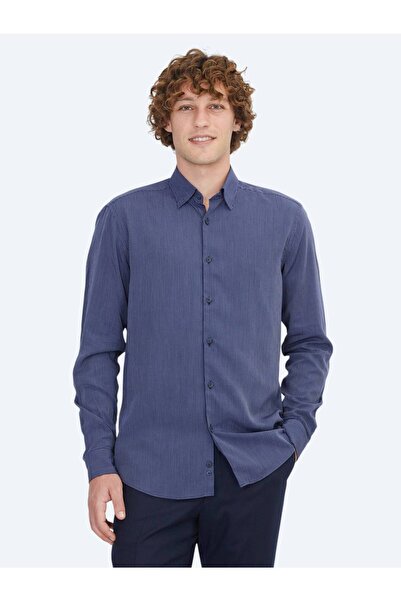 Kip Cămașă casual țesută cu dungi bleumarin