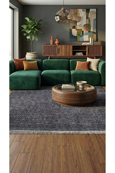 Halispecial Yuma Antrasit Peluş Halı|Salon-Mutfak-Antre-Oturma Odası-Yumuşak-...