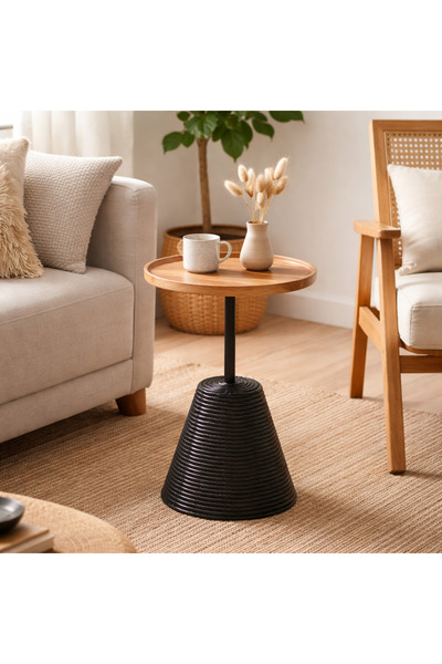 Vi Markets طاولة خدمة خشب بقواعد خزف