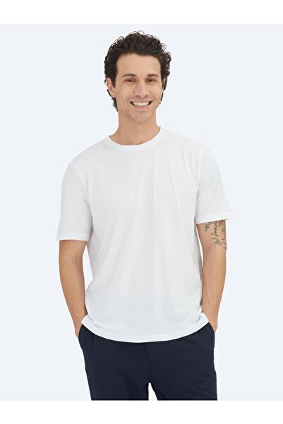 Kip White Plain Crew Neck 100% Cotton T-Shirt