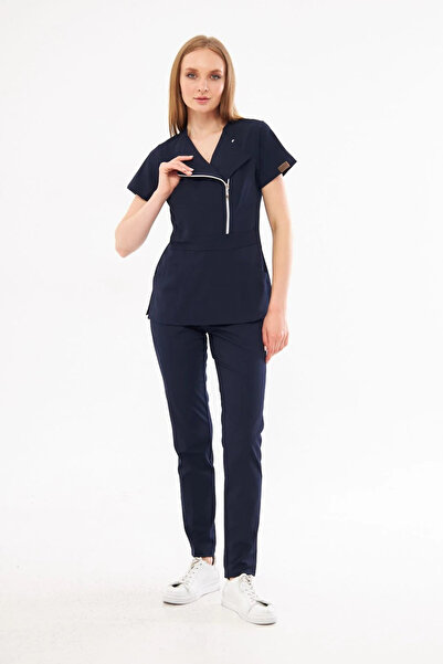 Class Üniforma Kıev - Lacivert Modern Ve Şık Kruvaze Fermuar Kapama Doktor Ve...