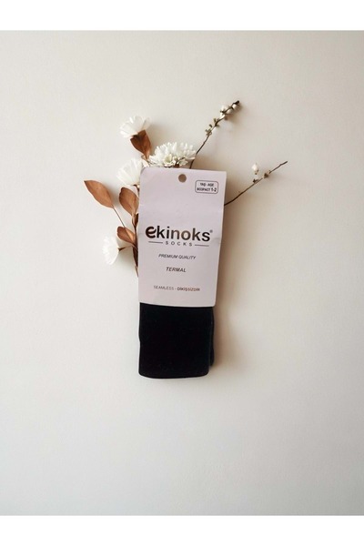 Ekinoks Solid Color Seamless Thermal Unisex Children's Tights Black