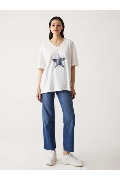 Ltb DOZEYE V-Neck oversized Γυναικείο κοντομάνικο μπλουζάκι 1224800056089