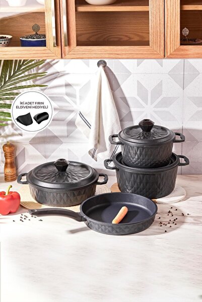 Karaca مجموعة أواني الطبخ والمقالي من BioDiamond Casting مكونة من 7 قطع مع قف...