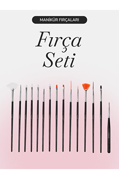 MOJO Tırnak Kalıcı Oje Nailart Süsleme 15 Li Fırça Set Siyah