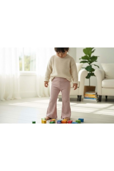 RYZE ÇOCUK Kri̇nkel Fabric İ Flared Iz Pants Pink