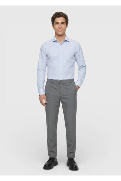 Ramsey Gray Plain Woven Jogging Fit Casual Trousers