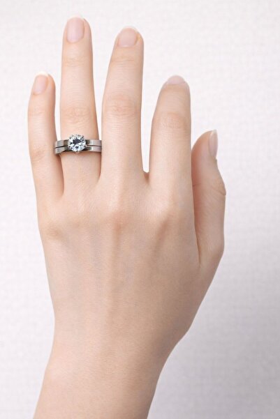 bluecatbijouterie خاتم أحادي الحجر المتلألئ