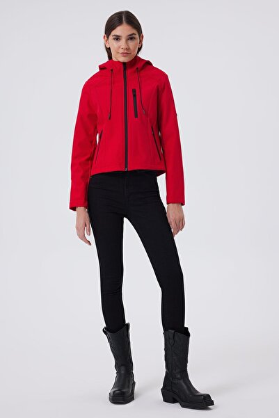 Lee Cooper معطف جولي للنساء باللون الأحمر