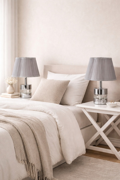 AbajurAksesuar Johnny Gümüş Çift Abajur